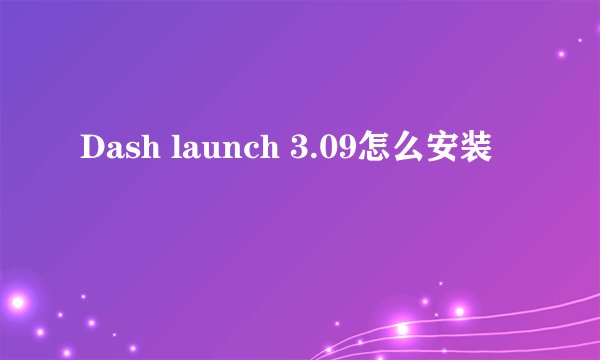 Dash launch 3.09怎么安装