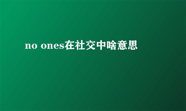 no ones在社交中啥意思