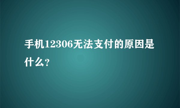 手机12306无法支付的原因是什么？