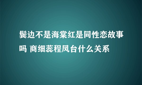 鬓边不是海棠红是同性恋故事吗 商细蕊程凤台什么关系
