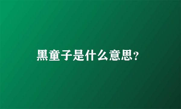 黑童子是什么意思？