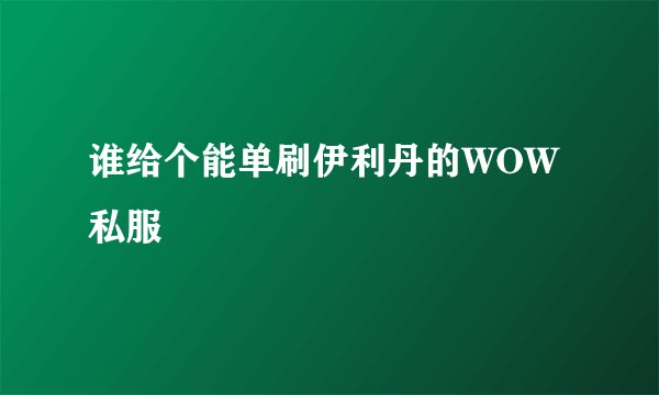 谁给个能单刷伊利丹的WOW私服
