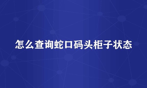 怎么查询蛇口码头柜子状态