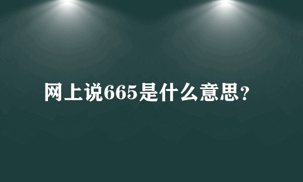 网上说665是什么意思？