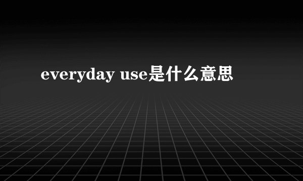 everyday use是什么意思