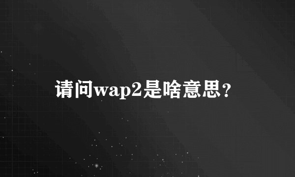 请问wap2是啥意思？