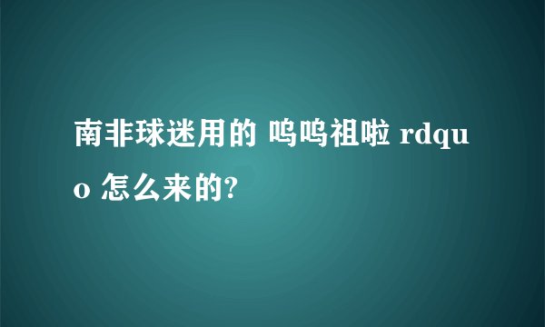 南非球迷用的 呜呜祖啦 rdquo 怎么来的?