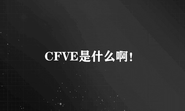 CFVE是什么啊！