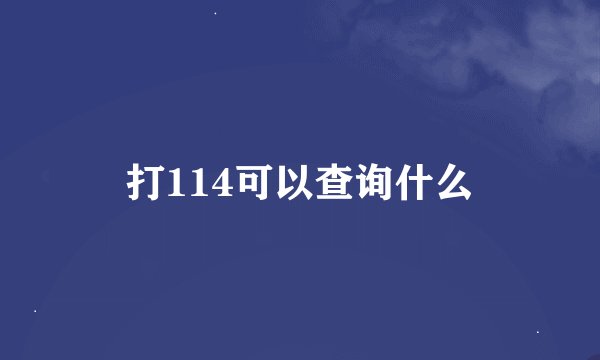 打114可以查询什么