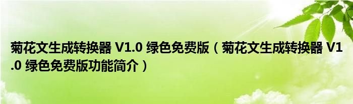 菊花文生成转换器V10绿色免费版菊花文生成转换器V10绿色免费版功能简介