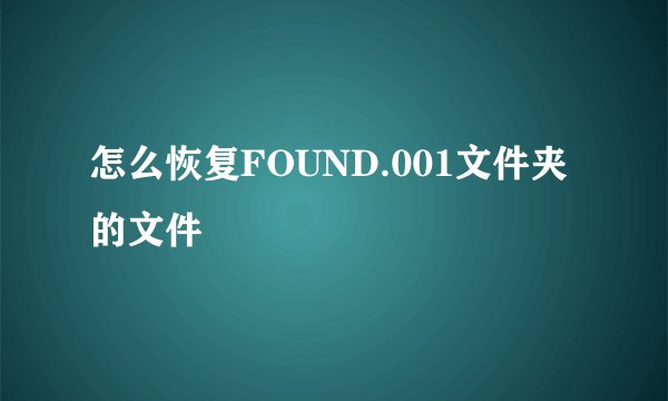 怎么恢复FOUND.001文件夹的文件