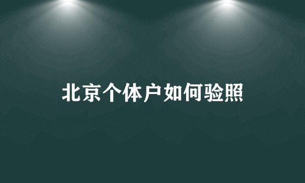 北京个体户如何验照