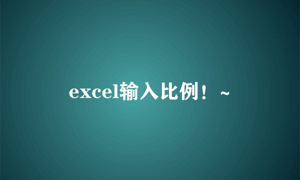 excel输入比例！~
