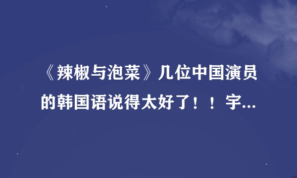 《辣椒与泡菜》几位中国演员的韩国语说得太好了！！宇赫的奶奶，宇赫的助理，宇赫的妈妈。。。求人物简介