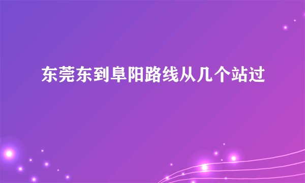 东莞东到阜阳路线从几个站过