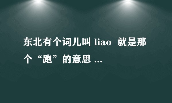 东北有个词儿叫 liao  就是那个“跑”的意思  我想知道  到底有这个字吗 怎么写的