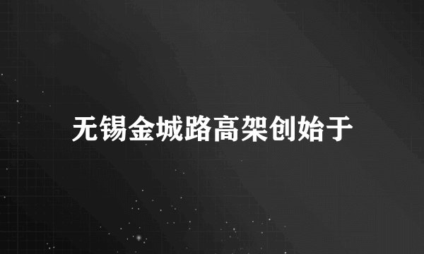 无锡金城路高架创始于