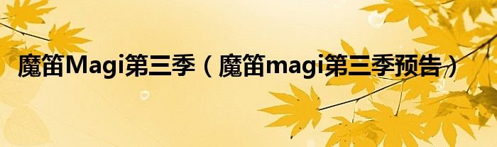 魔笛Magi第三季魔笛magi第三季预告