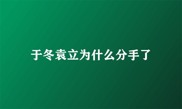 于冬袁立为什么分手了