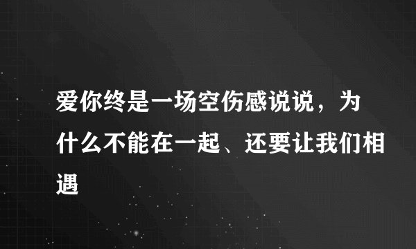 爱你终是一场空伤感说说，为什么不能在一起、还要让我们相遇