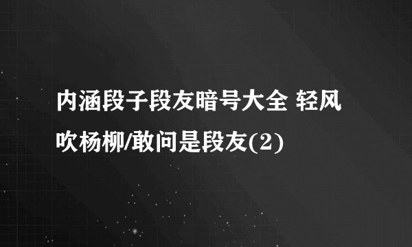 内涵段子段友暗号大全 轻风吹杨柳/敢问是段友(2)