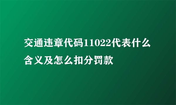 交通违章代码11022代表什么含义及怎么扣分罚款