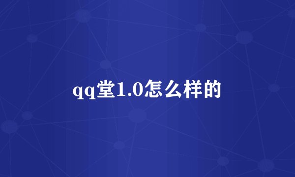 qq堂1.0怎么样的