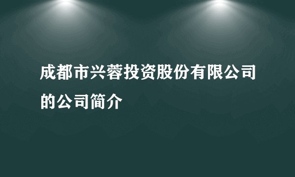 成都市兴蓉投资股份有限公司的公司简介