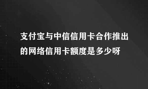 支付宝与中信信用卡合作推出的网络信用卡额度是多少呀