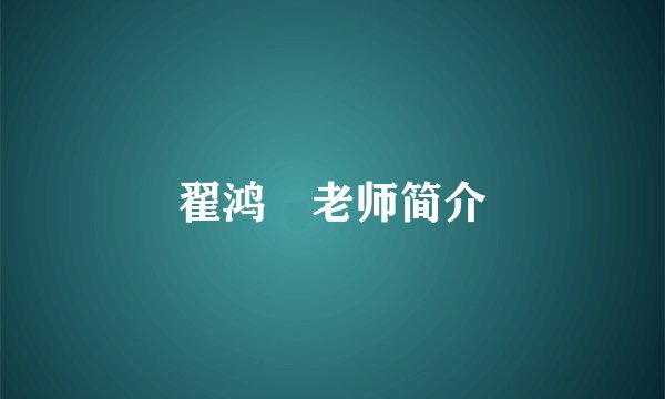 翟鸿燊老师简介