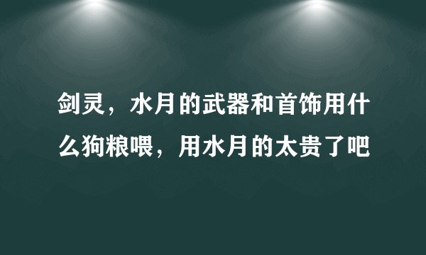 剑灵，水月的武器和首饰用什么狗粮喂，用水月的太贵了吧