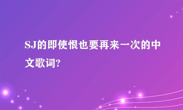 SJ的即使恨也要再来一次的中文歌词?