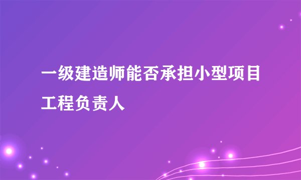 一级建造师能否承担小型项目工程负责人
