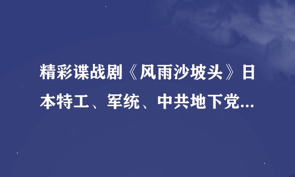 精彩谍战剧《风雨沙坡头》日本特工、军统、中共地下党的殊死较量