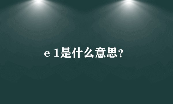 e 1是什么意思？