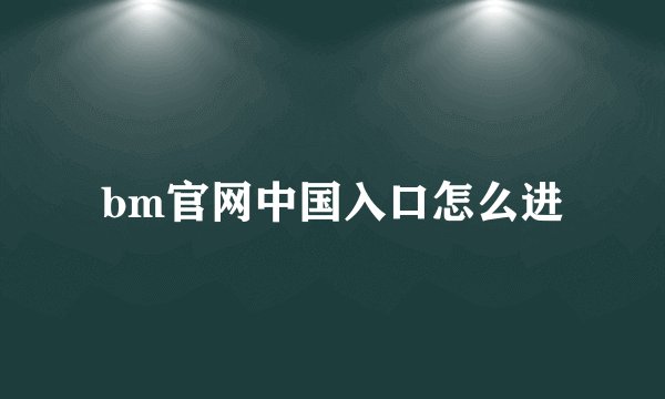 bm官网中国入口怎么进
