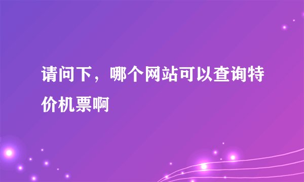 请问下，哪个网站可以查询特价机票啊