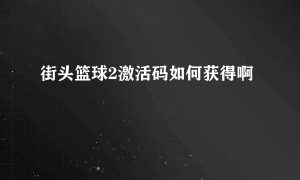街头篮球2激活码如何获得啊