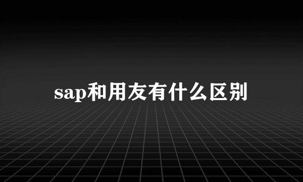 sap和用友有什么区别