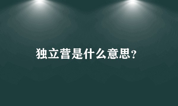 独立营是什么意思？