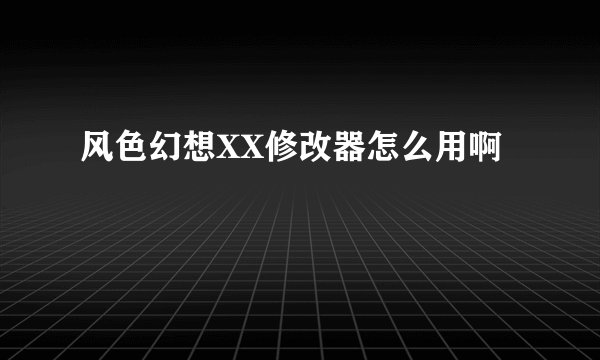 风色幻想XX修改器怎么用啊