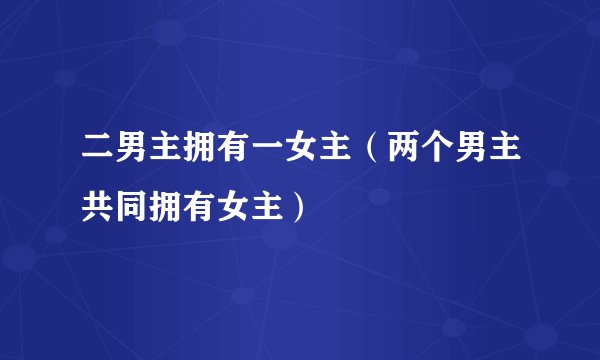二男主拥有一女主（两个男主共同拥有女主）