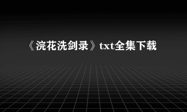 《浣花洗剑录》txt全集下载