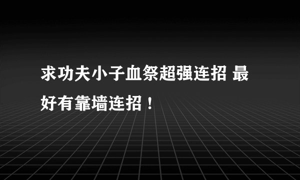 求功夫小子血祭超强连招 最好有靠墙连招 !