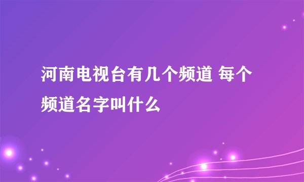 河南电视台有几个频道 每个频道名字叫什么