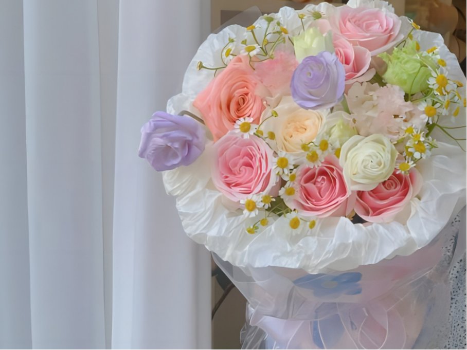 儿子送的花怎么发朋友圈