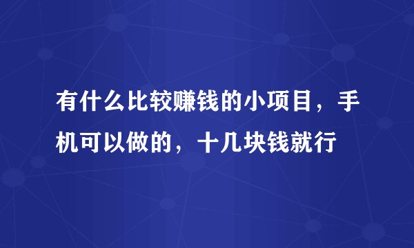 有什么比较赚钱的小项目，手机可以做的，十几块钱就行