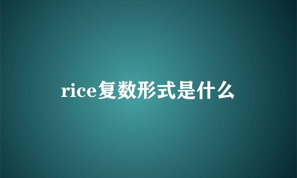 rice复数形式是什么