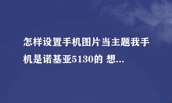 怎样设置手机图片当主题我手机是诺基亚5130的 想把手机里的图片当成主题元素 怎么弄啊?教的详细一点啊 谢