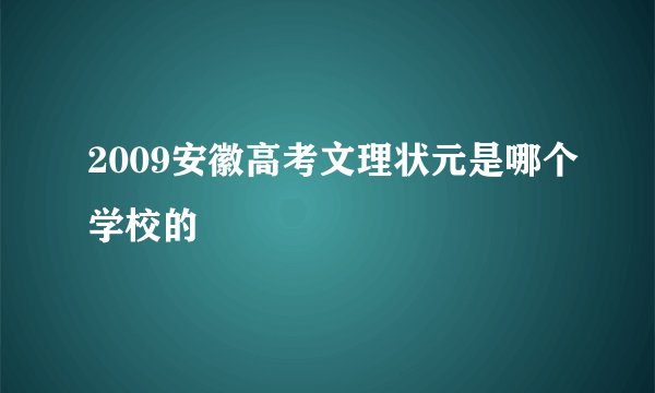 2009安徽高考文理状元是哪个学校的